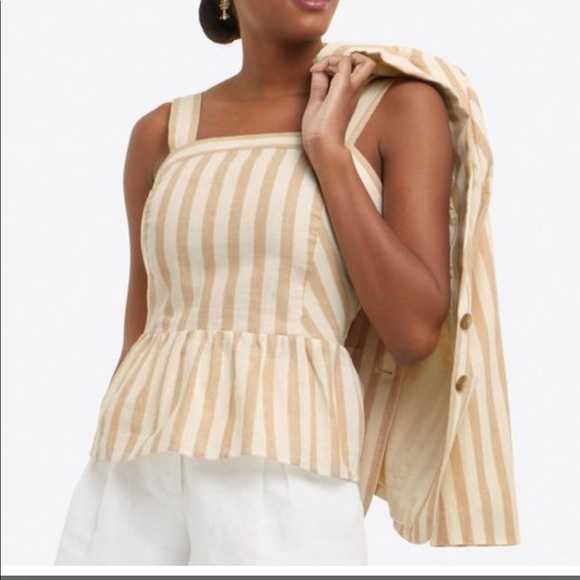 Draper James Tops - Draper James peplum top tan striped Small